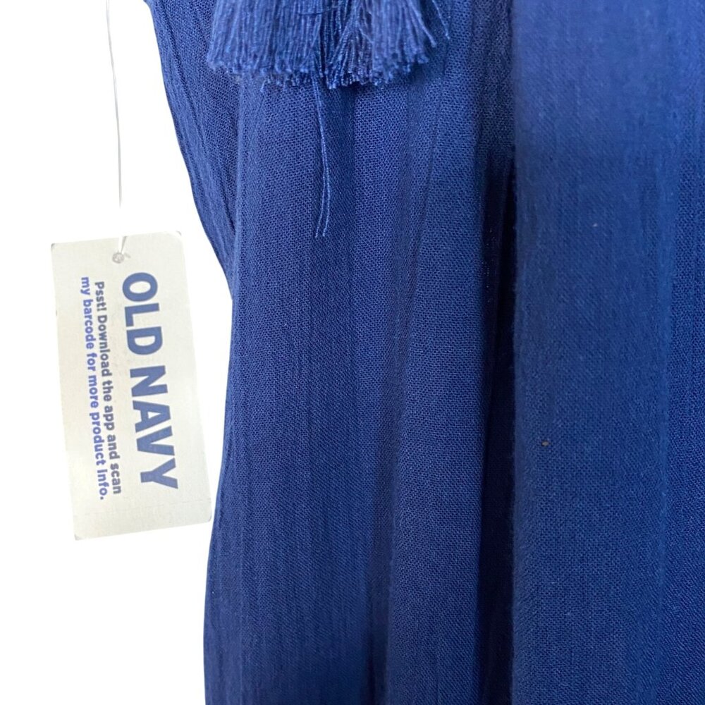 Old Navy Sleeveless Tasseled Navy Colorblock All-Day Maxi Swing Dress Size L NWT - Picture 8 of 10